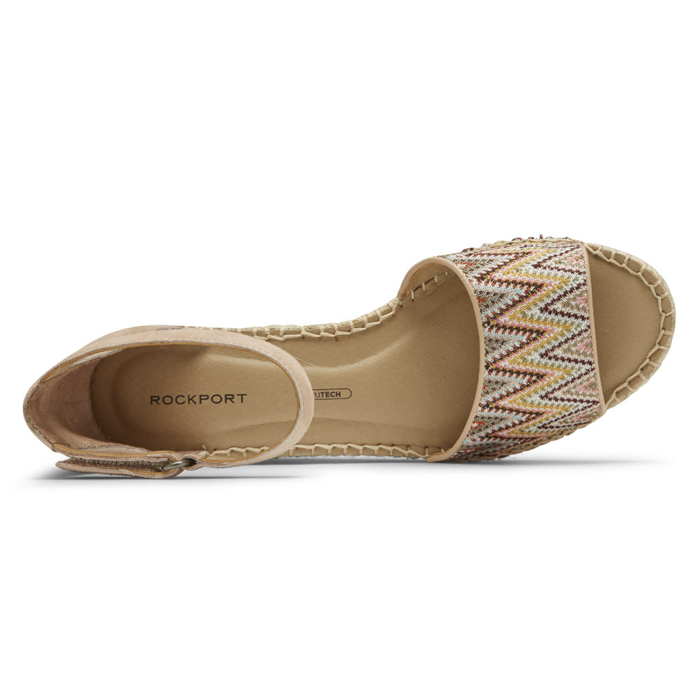 Rockport Sandals For Womens Khaki - Marah Woven Ankle Strap - CQ8239670